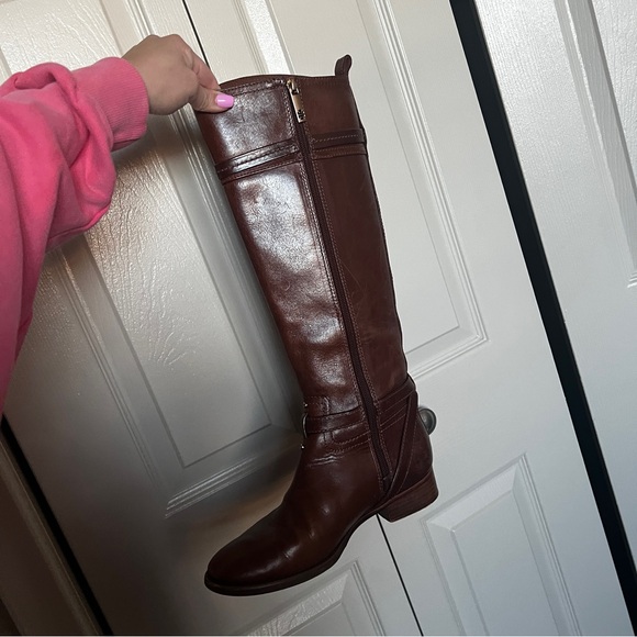 TORY BURCH Calista Cognac Leather Riding Boot SZ 7 - Picture 8 of 15
